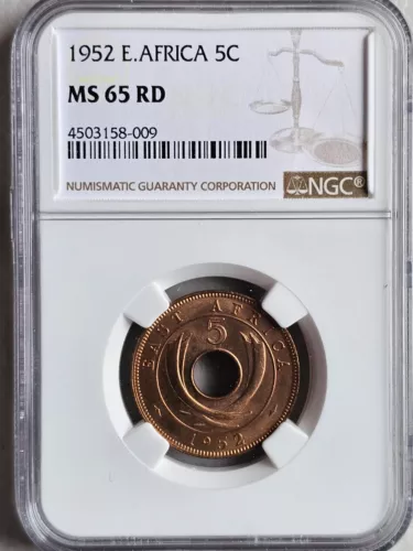 British East Africa 5 Cents 1952 NGC MS 65 RD