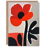 Einzelne Mohnblume Boho Matisse Geburtstagskarte