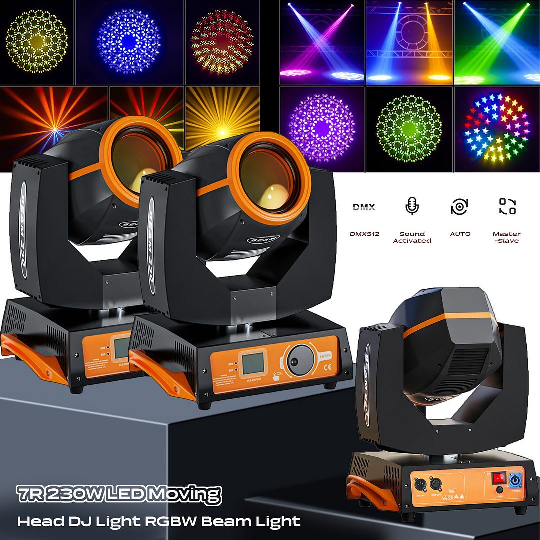 2x 7R 230W Beam Sharpy Moving Head Light 16 Prism Gobos Zoom