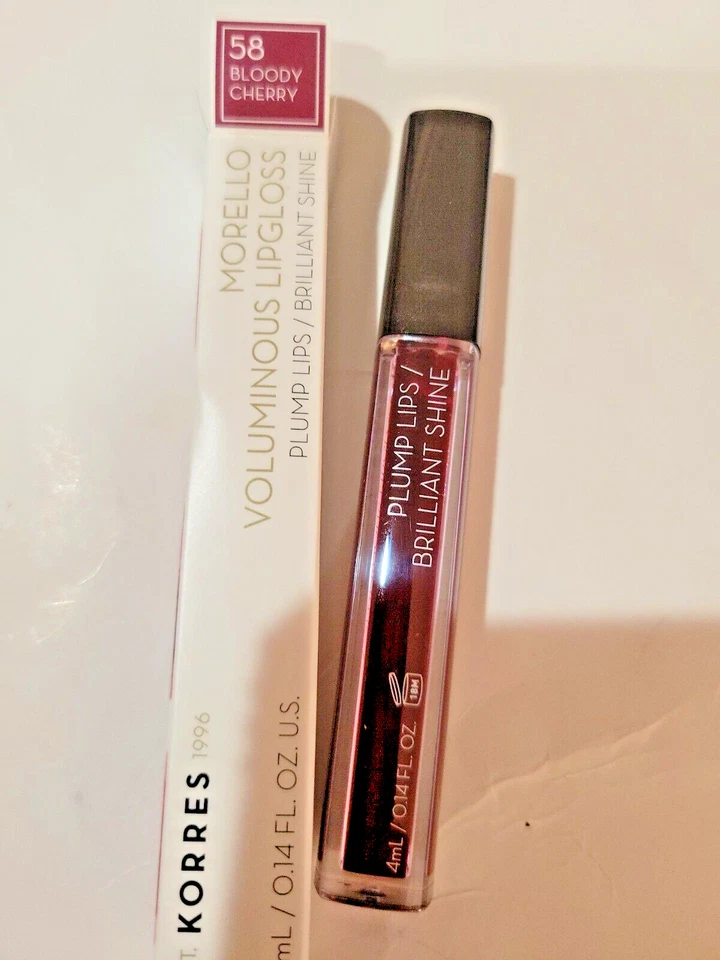 Brillo de labios voluminoso Korres Morello, tono 58 cereza sangrienta 0,14 FL OZ / 4 ml nuevo en caja Foto 2 de 4