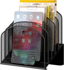 1 Pack  Desk File Organizer, Metal Mesh Vertical Desktop File Folder Holder