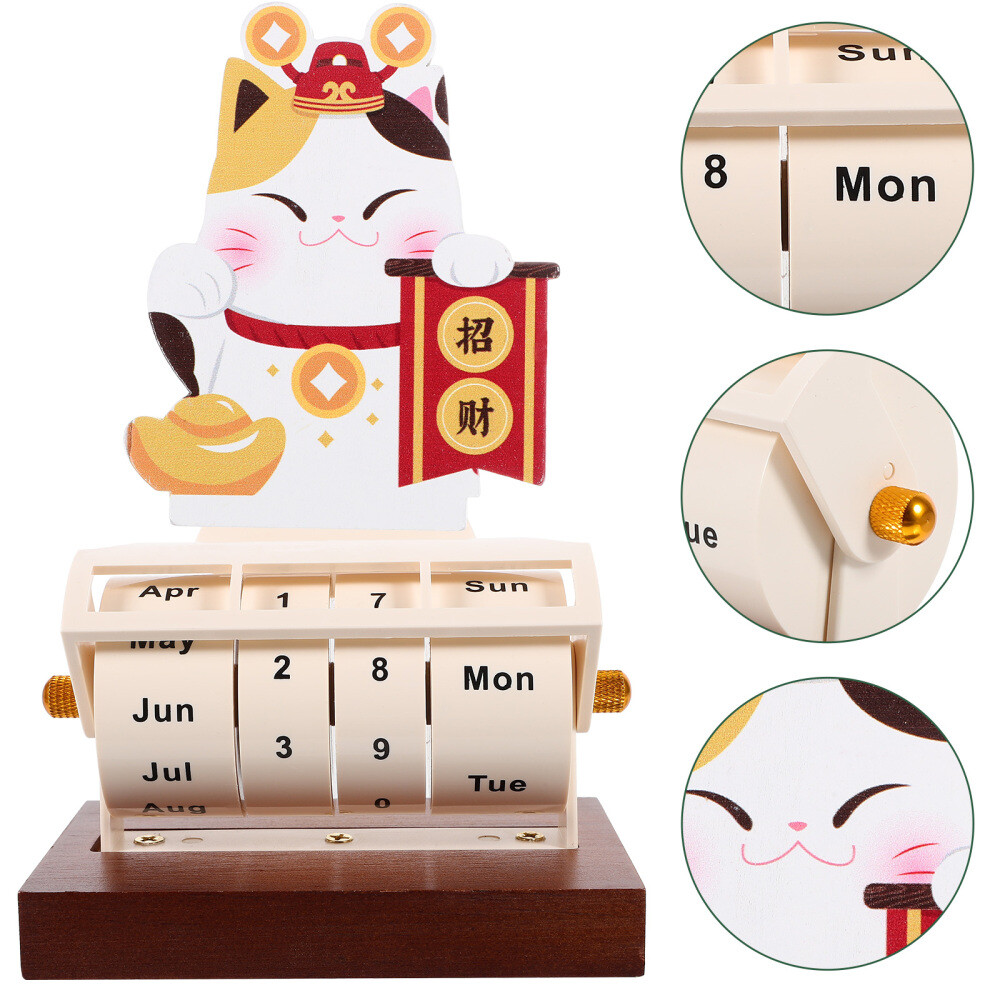 Wood Office Decorative Perpetual Calendar Desk Ornament eBay