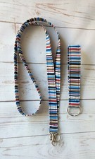 Lanyard Neck Strap ID Badge Holder Wrist Keychain Stripes Handmade Gift Set