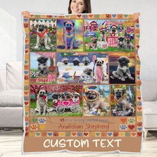 Anatolian Shepherd Dog Blanket Personalized Throw Woven Fleece Sherpa Design NWT