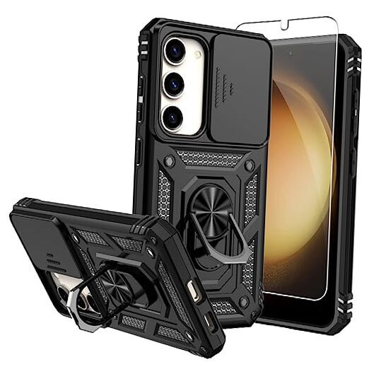 for Galaxy S23 Case,Samsung Galaxy S23 Case,with Screen Protectors and Black