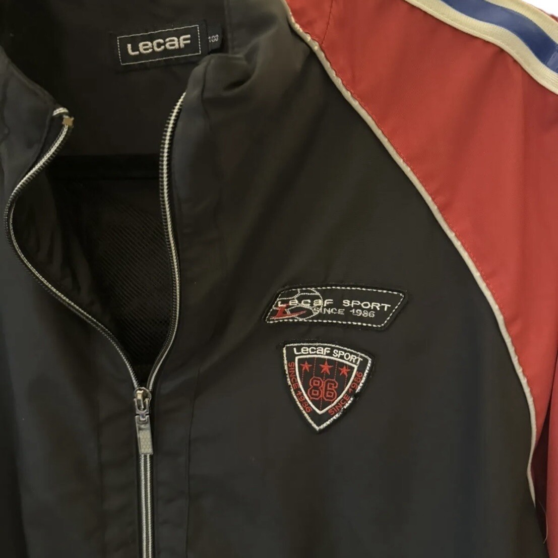 Rare LECAF Sport 1986 Mens Black  Red Jacket Embroidered Racing Size 100