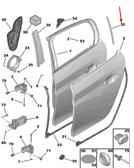 PEUGEOT 208 MK2 P21 Rear Right Door Front Trim 98232340XT New
