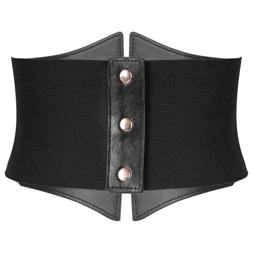Damen Taillengürtel breiter Bund elastische Schnalle PU Leder Korsett Stretchgürtel - Bild 10 von 12