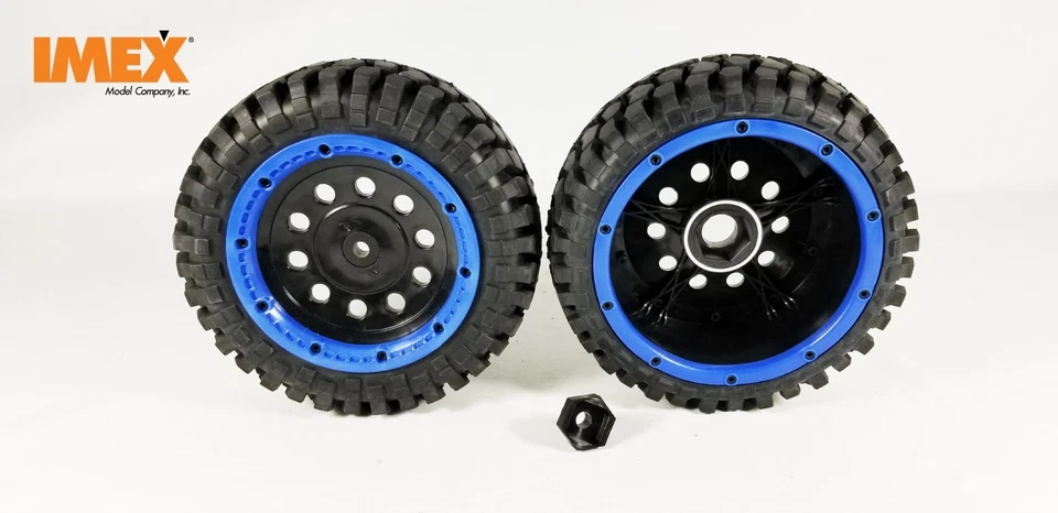IMEX K-Rock Tires w/ Pluto Beadlock Rims (Black/Blue) 1 Pair of Front Tires - Image 3 of 4