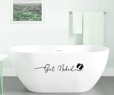 BERRYZILLA Get Naked Decal for Bathroom Door Wall Mirror Shower Bathtub Sticker