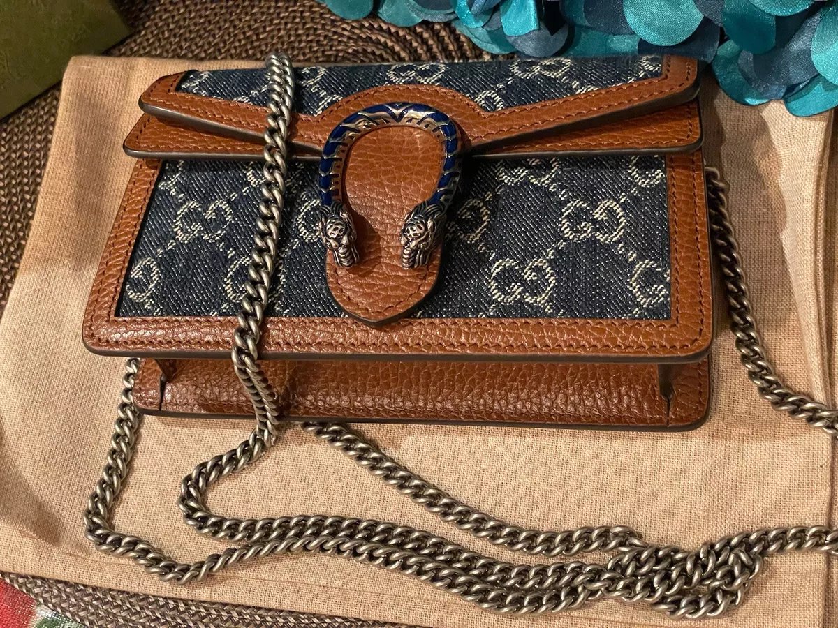 Gucci silver Supermini Leather Dionysus Shoulder Bag