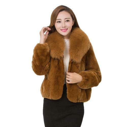 Womens Fox Fur Collar Warm Full Rabbit 