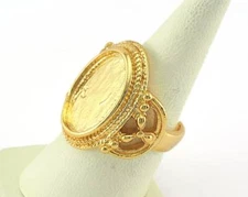 Ring Adjustable Ring Bezel - Gold Plated brass 18mm 7.5US inner size 2841