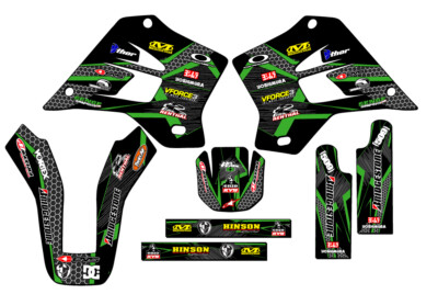 1995-2008 KDX 200 PODIUM Black Senge Graphics Kit Compatible with Kawasaki
