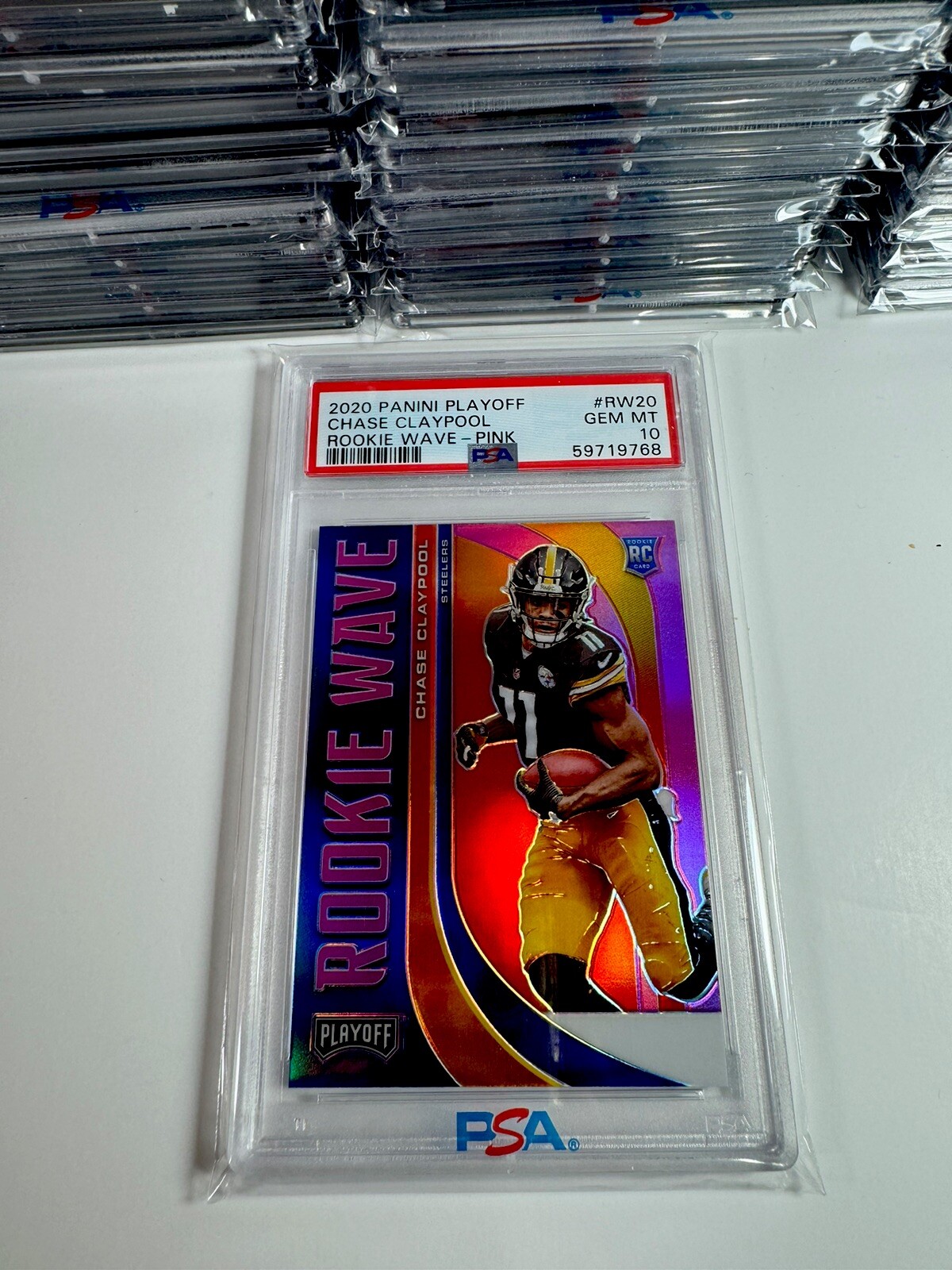 2020 Panini Playoff Rookie Wave PINK PRIZM-Chase Claypool ROOKIE 💎🔥Psa10!!!