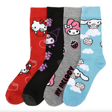 Hello Kitty and Friends Crew Socks - 4 Pack Set