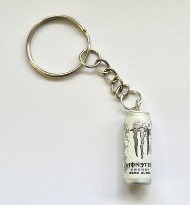 MONSTER ENERGY CAN Metal KEYCHAIN Keyring ULTRA WHITE Novelty 3D 1'' Resin Cute