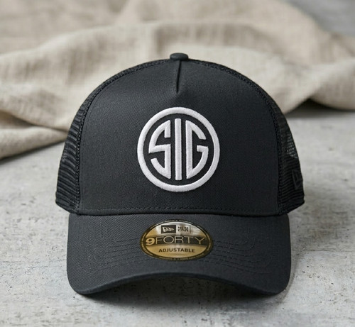SIG Sauer 2D Embroidered Trucker Hat Mesh Cap Black Adjustable OSFM