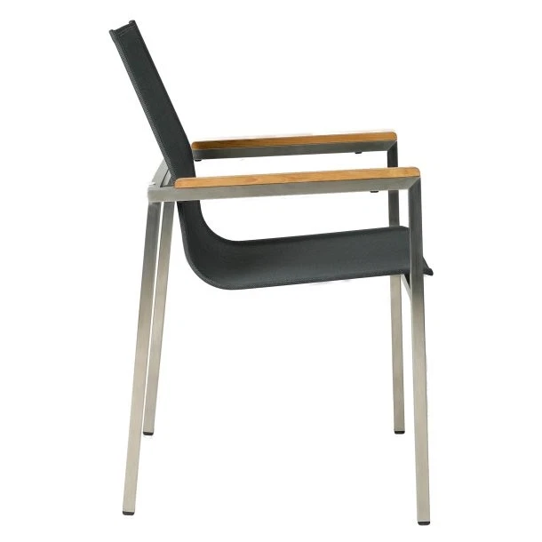 Stapelsessel Sydney Bezug Textilene ca. 55x85x58cm Gestell Edelstahl Teakholz - Bild 3 von 4