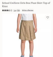Lands End School Uniform Box Pleat Girls Skirt Khaki Size 12 NWOT