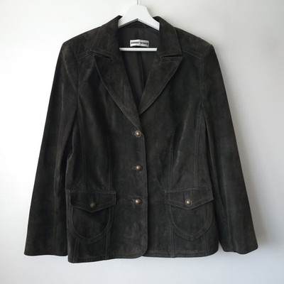 Gerry Weber Real Suede Leather Jacket Size  Beautiful Condition Olive 18