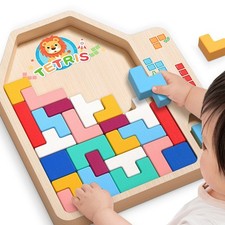 Tetris block flat wooden puzzle board toy 3-6 year old children's birthday gift