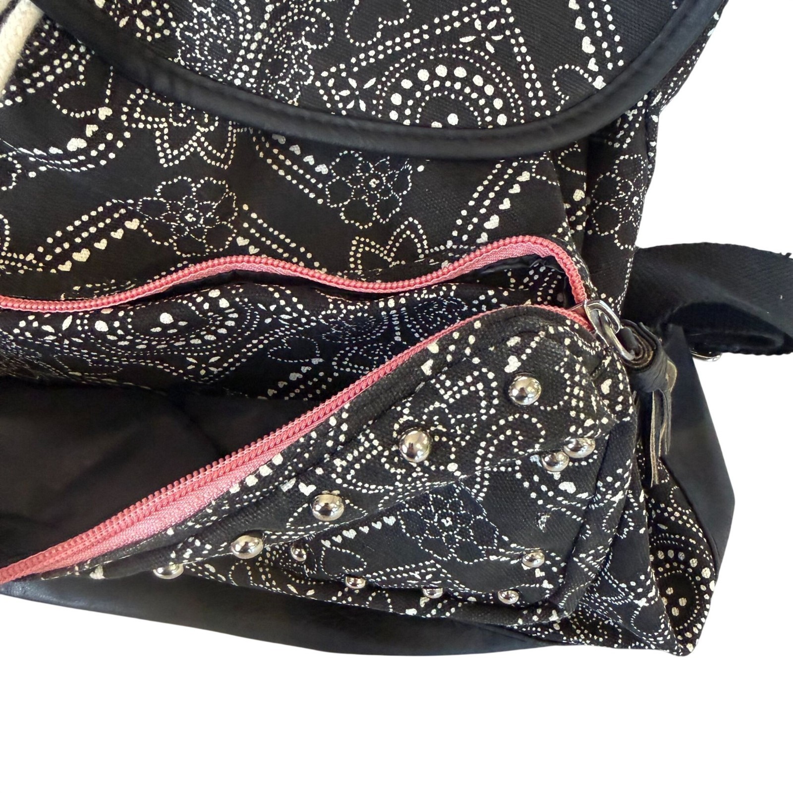 Candie's Canvas Drawstring Backpack Black Floral … - image 4