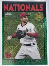 2021 Topps Silver Pack Trea Turner 1986 Chrome Green Mojo Refractor /99