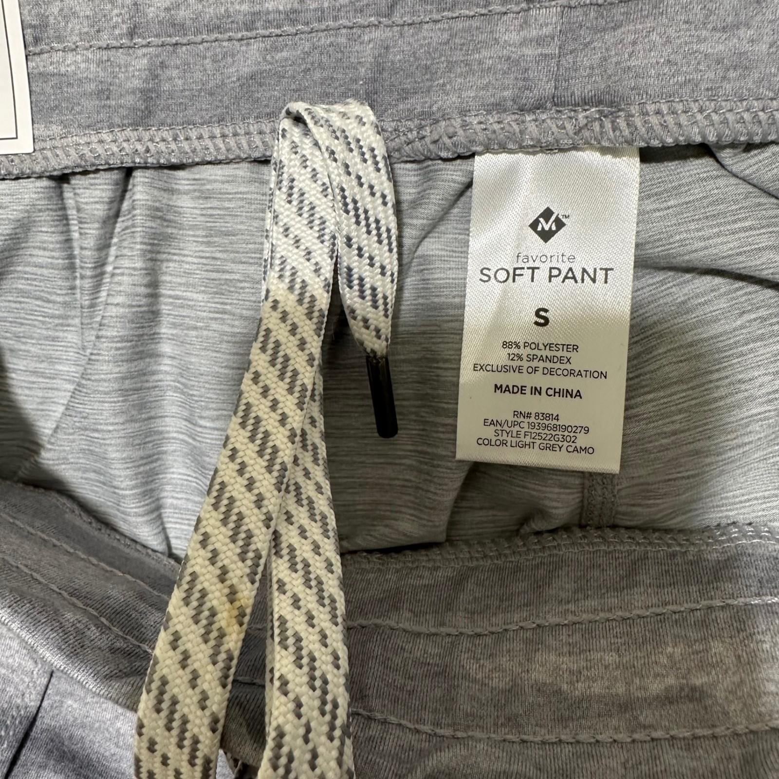 Members Mark Womens Size Small Gray Camo Soft Pants Straight Leg 4-Way Stretch