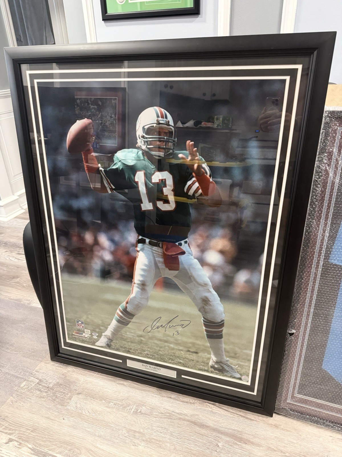 Dolphins QB Dan Marino Autographed 37.5 X40 Photo PSA/DNA Pro Framed COA HOF