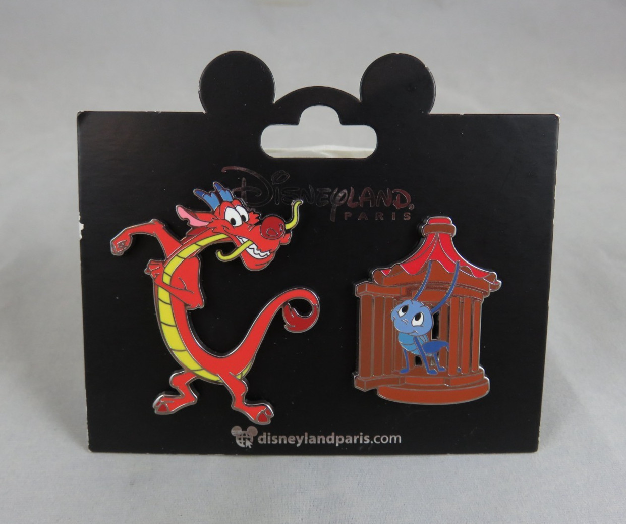 Disney Disneyland Paris Pin Set - Mushu and Cri-Kee - Mulan