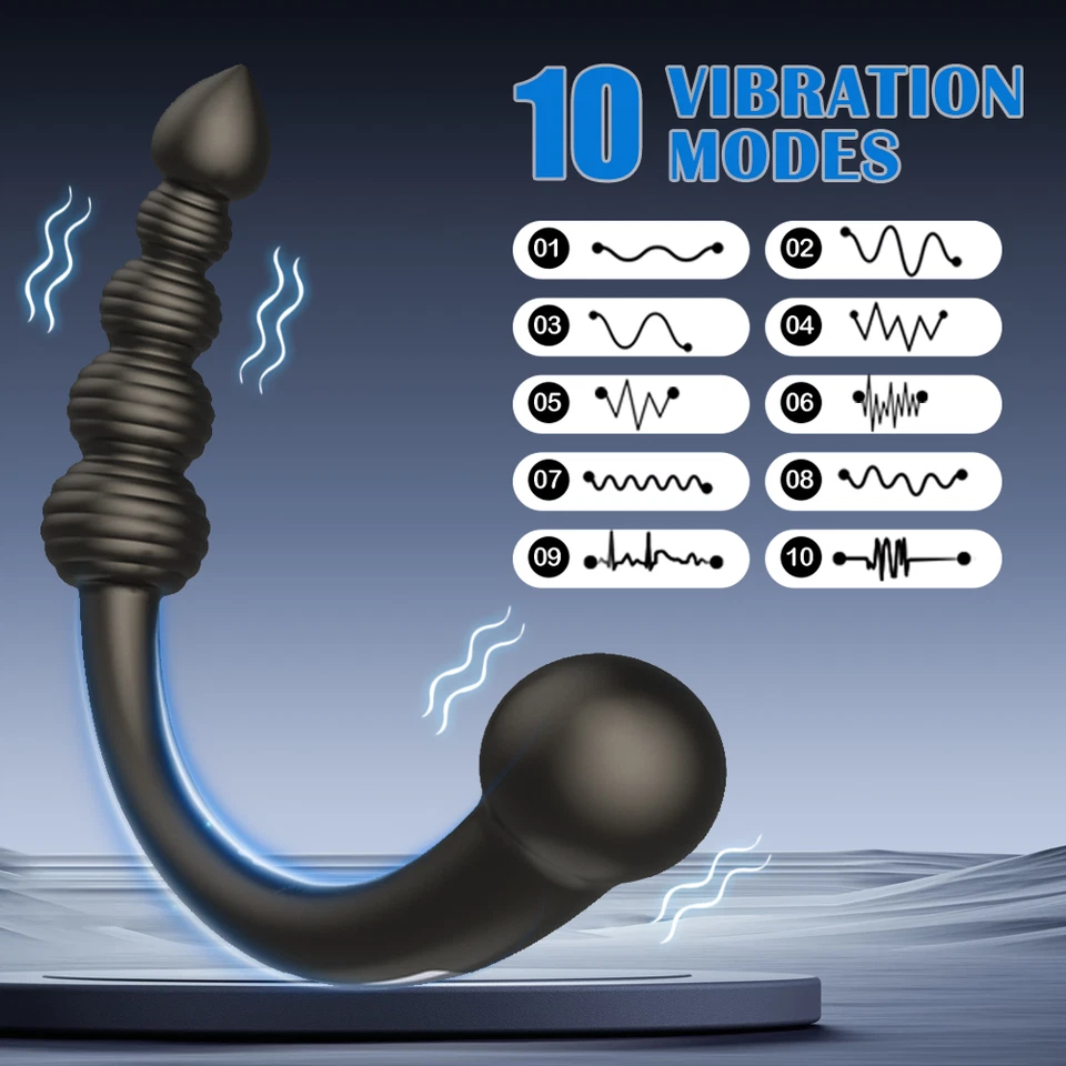 Dual-Ended Vibrating Prostate Massager Anal Beads Sex Toys for Men Women Couples - Image 2 of 4
