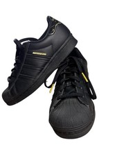 ADIDAS SUPERSTAR Shoes Sneakers Black Gold Size 4.5 Youth Boys Girls Clean