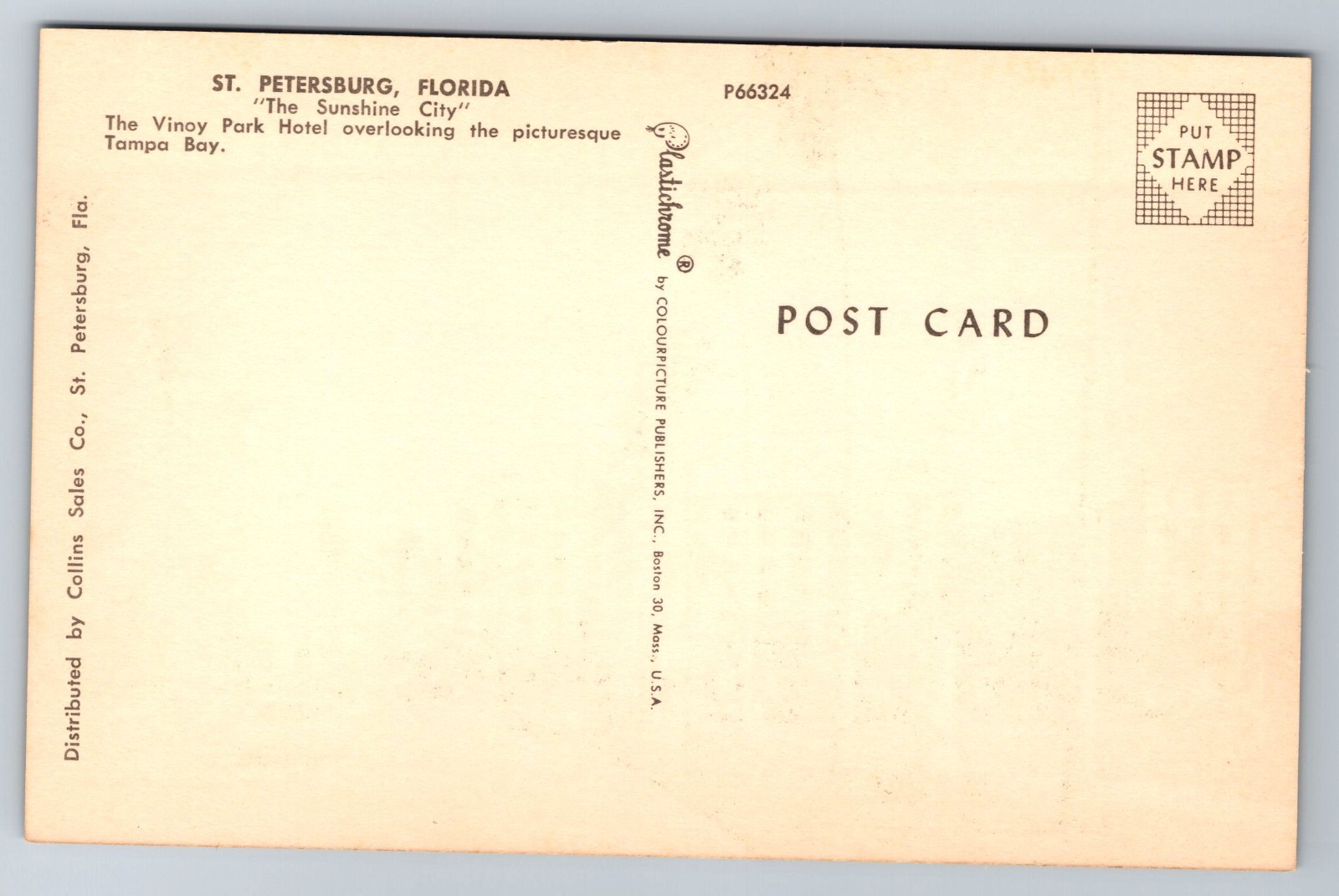 The Vinoy Park Hotel Overlooking The Bay St Petersburg Florida Postcard