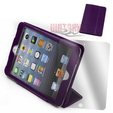 NEW CASE COVER SCREEN PROTECTOR STAND PU LEATHER PURPLE APPLE IPAD MINI RETINA