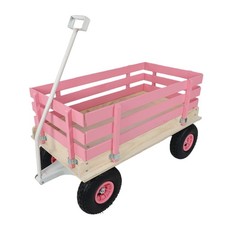 Wooden Kids Wagon Removable Rails All Terrain Wheels Heavy Duty