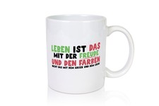 Leben | Freude | Farben | Lebensfreude | bunter Smiley - Tasse Weiß