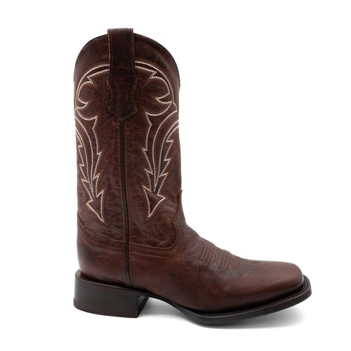 Ferrini Dylan Bestickt Eckige Zehe Cowboy Herren Braun Freizeit Stiefel 1459355