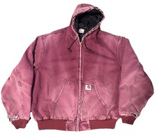 Vintage 90s Carhartt Jacket Burgundy Wine Red RARE Made in USA Size Xxl