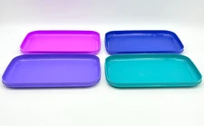 Set of 4 Rectangle TUPPERWARE 11" X 7" Luncheon Picnic Platter Tray Plate #2225