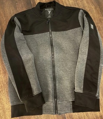 Marc Ecko Men's Cut & Sew Black Gray Ribbed Sweatsuit Full Zip Jacket Mens Large