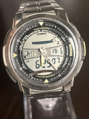 Casio AQF-100 Ana-Digi Tide Graph Moon Thermometer World Time 100m NEW BATT