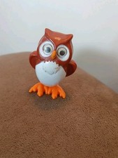 Pocket Pets Owl Brown Googly eyes 2" Wind Up Bird Figure Tomy - WORKS