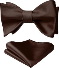 Bow Ties for Men Solid Color Self Tie Bow Tie Pocket Square Set Classic Formal S