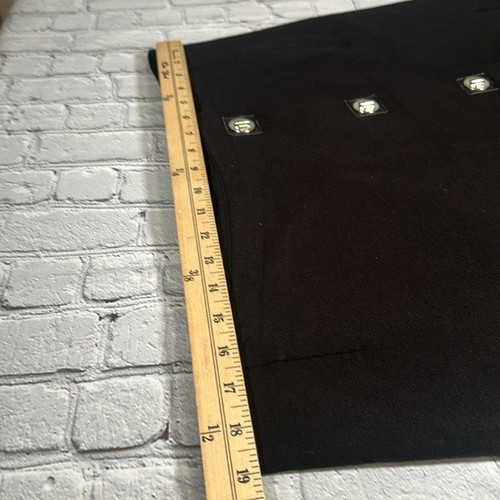 Charter Club Black Faux Wrap Knee Length Skirt Silver Button Accents size 14 - Picture 7 of 14