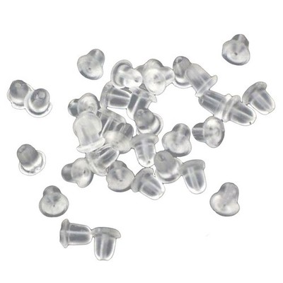 200pcs Kunststoff Clear Clearring Backs Backings (weiß) Ohrringrücken Plastik