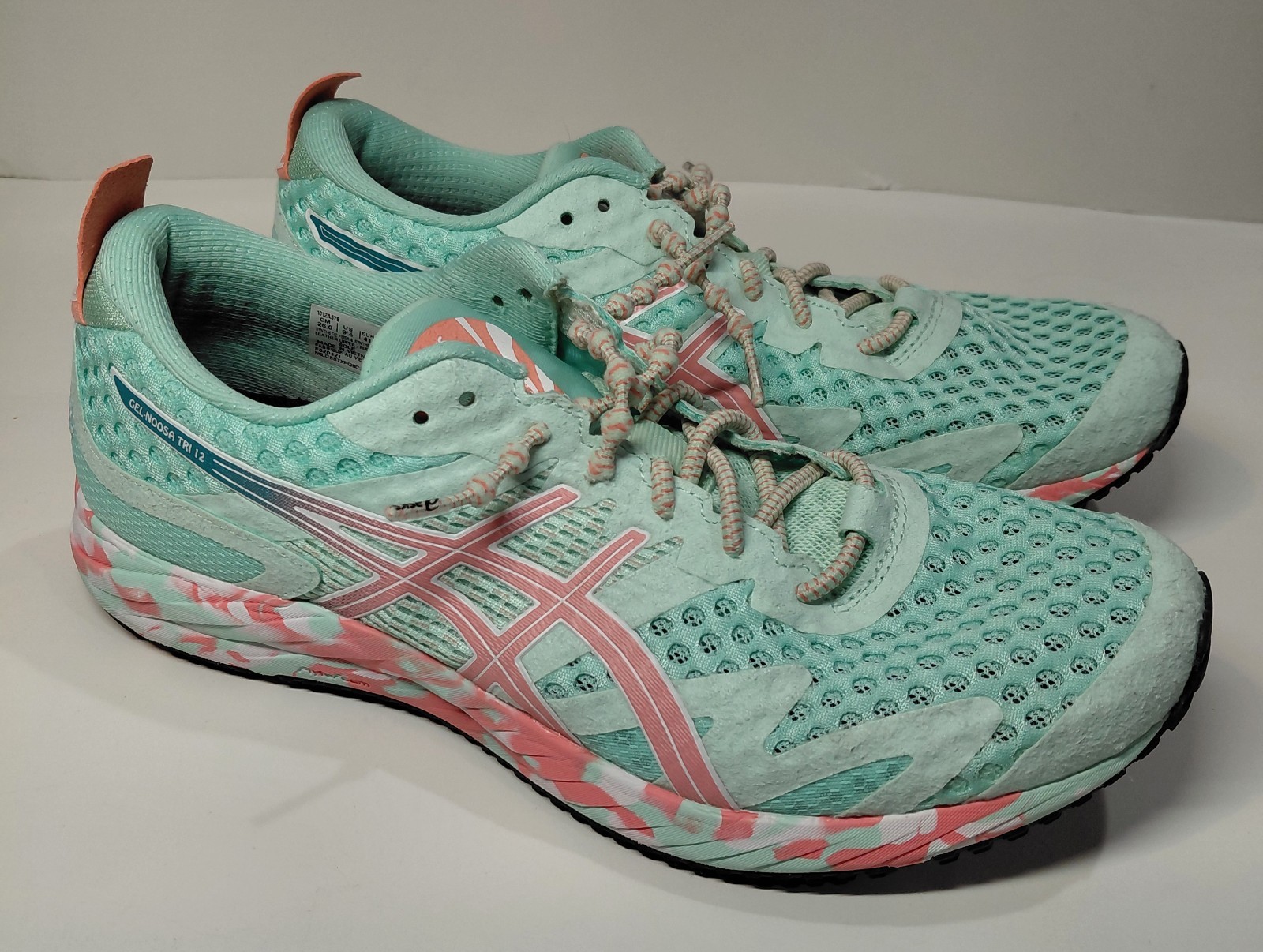 ASICS GEL-Noosa Tri 12 Womens Size 9.5 Fresh Ice Guava Blue Running Shoes 