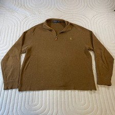 Polo Ralph Lauren Men's Size XL Brown Estate Rib 1/4 Zip Heavyweight Sweater