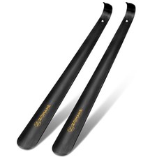 ZOMAKE Shoe Horn Long Handle for Seniors 16.5 Inch, Satin Matte Black 2pcs