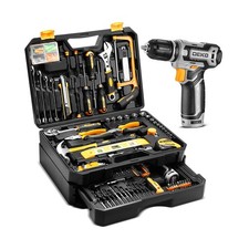 Tool Kit Box Drill Set DEKOPRO Home Mechanic Toolbox with 12V Power Cordl